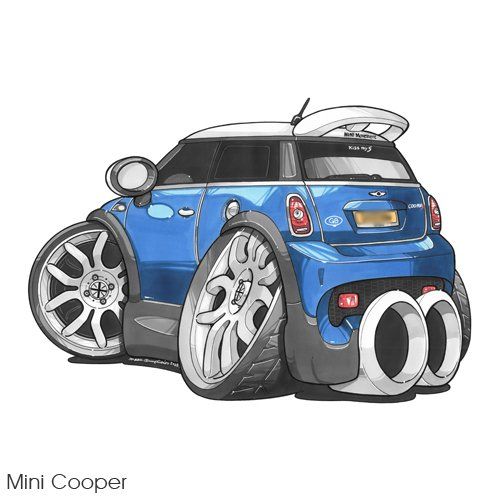 caricature cartoon car Mini Cooper S