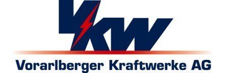 A blue and red logo for vorarlberger kraftwerke ag