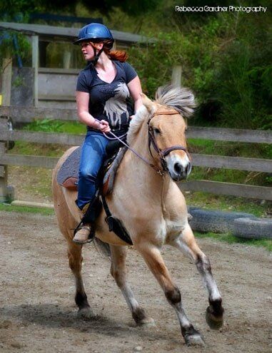 Woman making turn on horse - Horse riding lessons in Olalla WA Woman making turn on horse - Horse riding lessons in Olalla WA