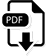 Un'icona in bianco e nero di un file pdf con una freccia rivolta verso il basso.