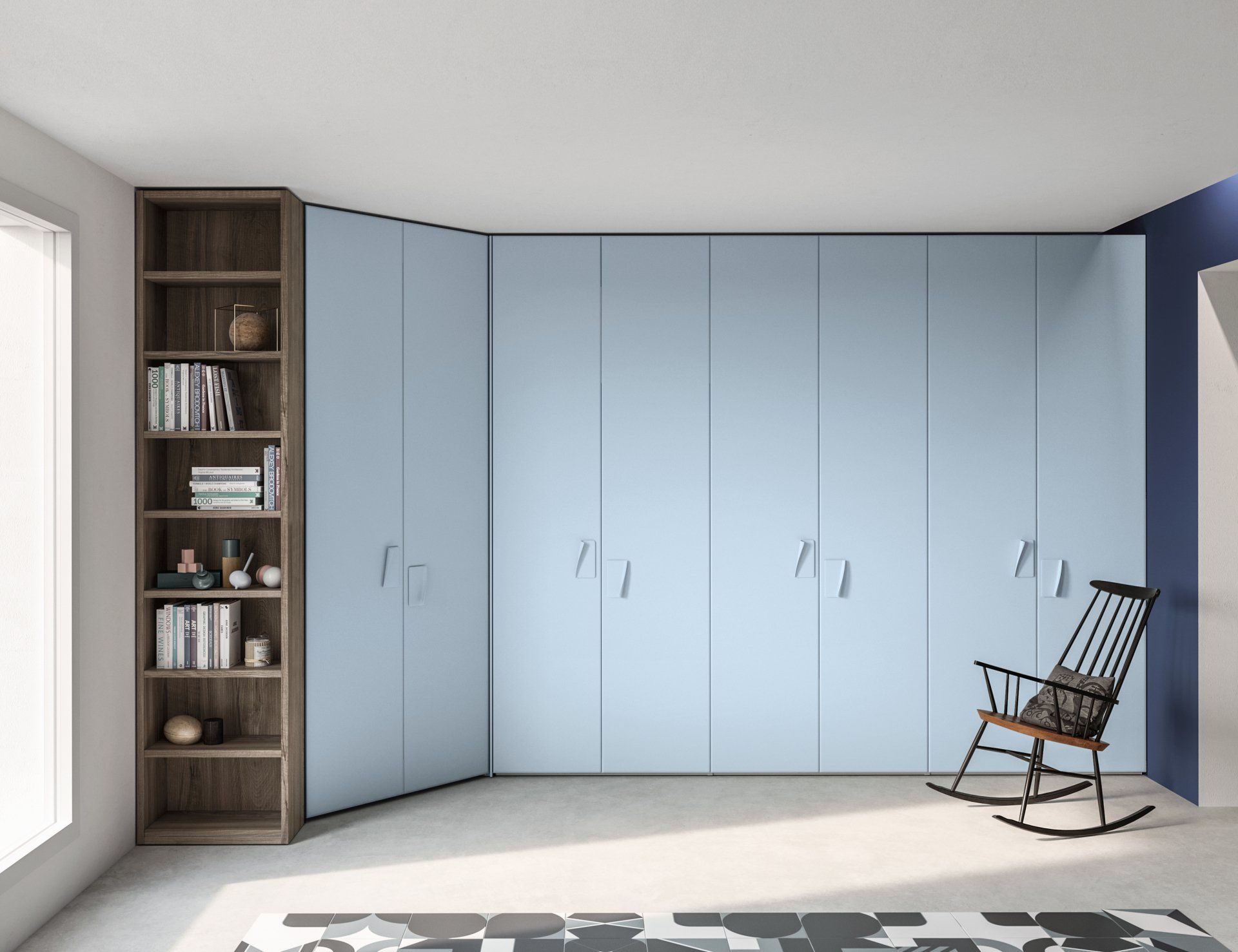 Fitted wardrobe with walk-in corner