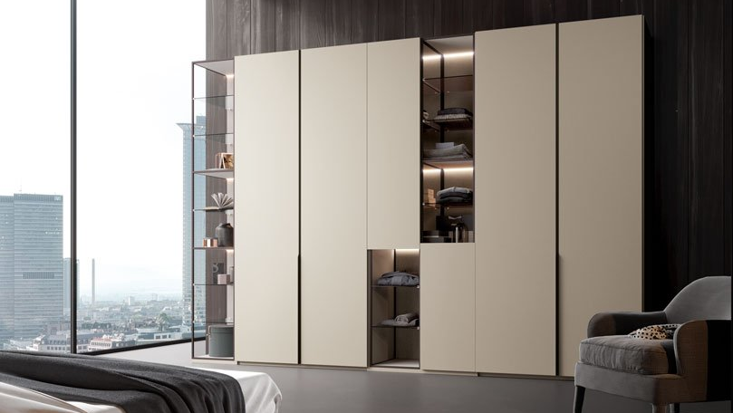 built in wardrobe with open forged steel openings