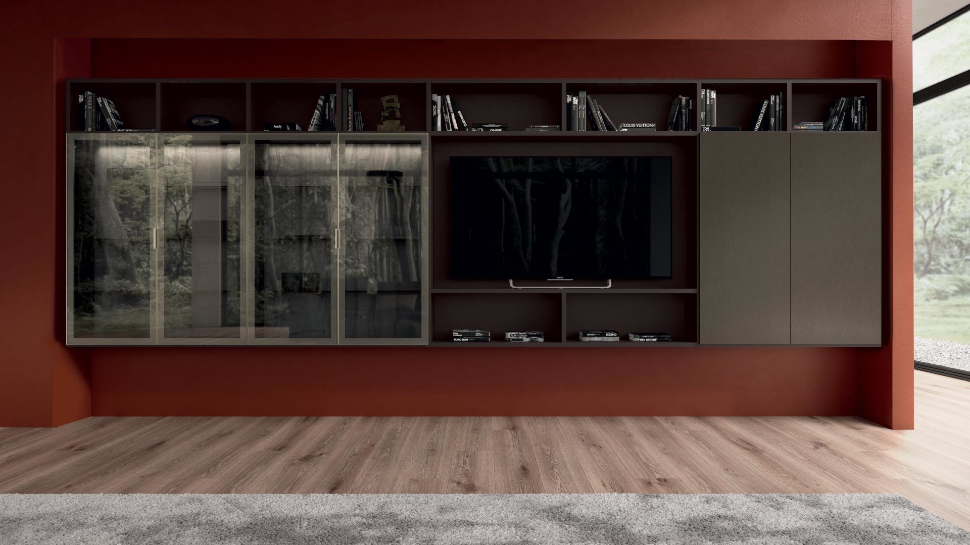 contemporary bookshelf and tv unit