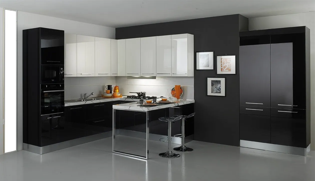 Karima angular Gloss white-small modern kitchen ideas