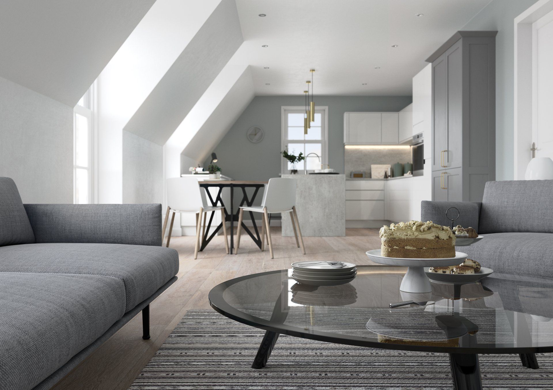 Strada Gloss White Aldana Dust Grey-island modern kitchen