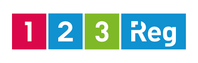 A colorful logo for a company called 123 reg