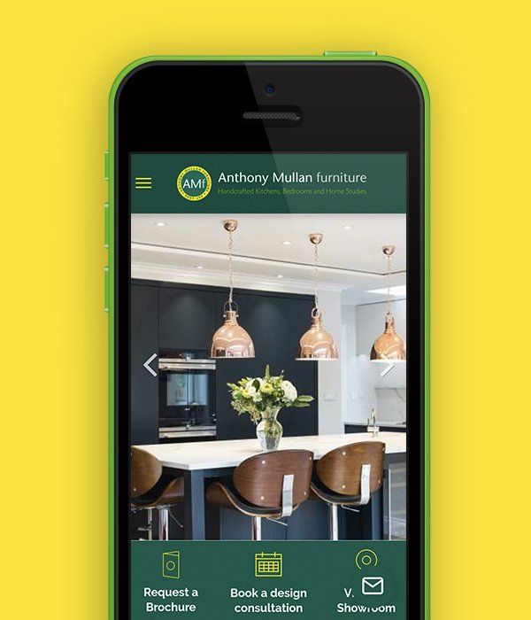 Anthony Mullan Furniture's website on mobile