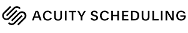 A black and white logo for acuity scheduling on a white background.