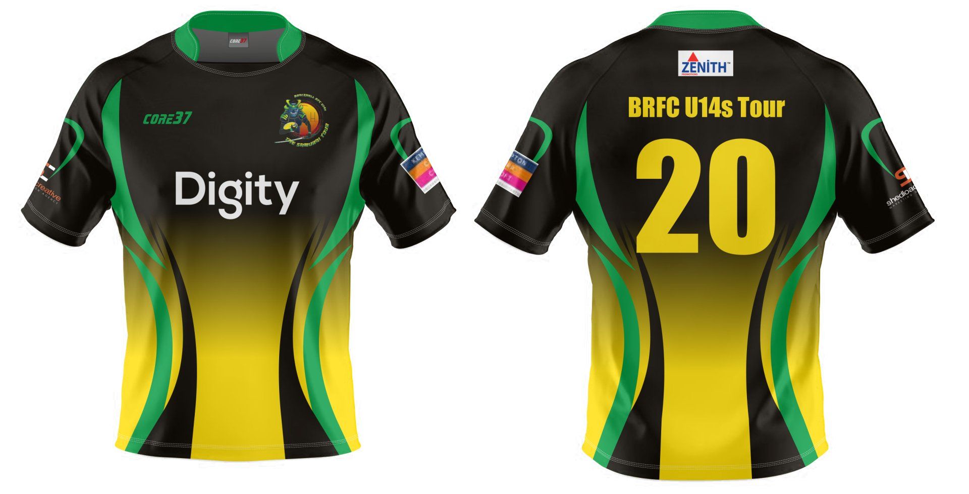 The front and back of a jersey with the number 20 on it.