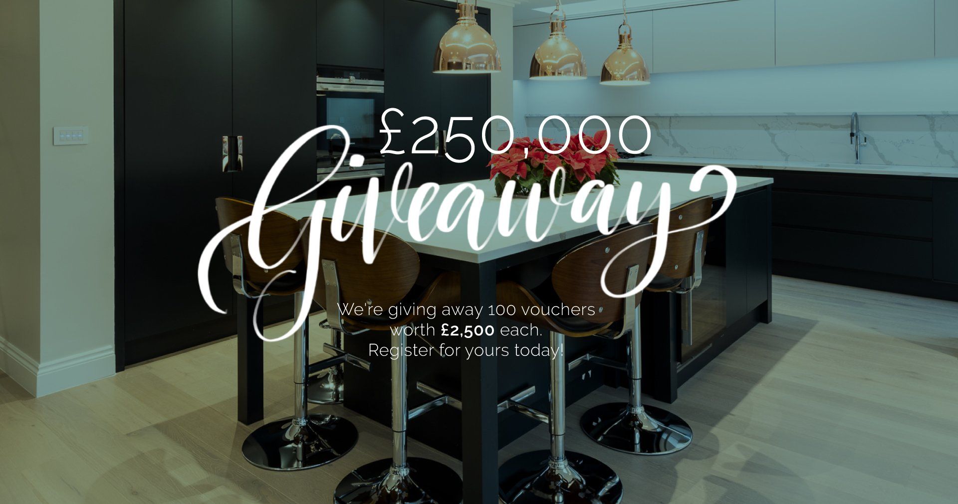A picture of a kitchen with the words giveaway written on it