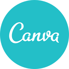 The canva logo is in a blue circle on a white background.