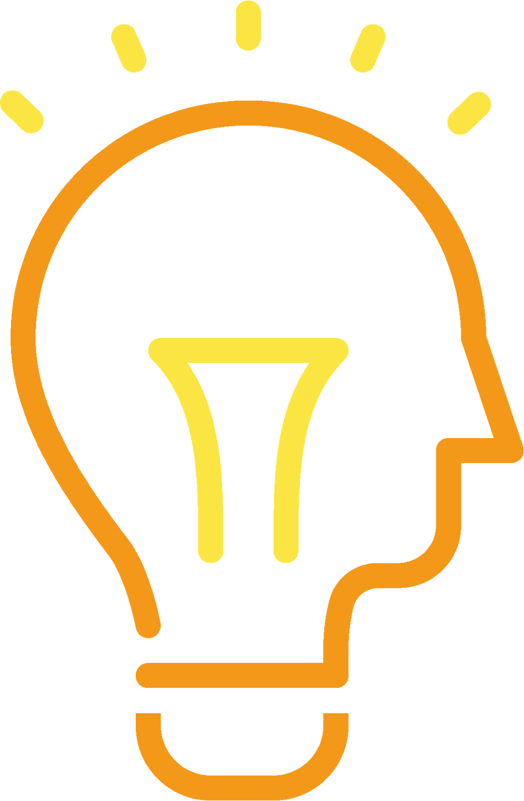 A light bulb in the shape of a head with a light coming out of it.