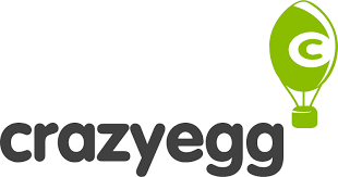 A logo for crazyegg with a green hot air balloon