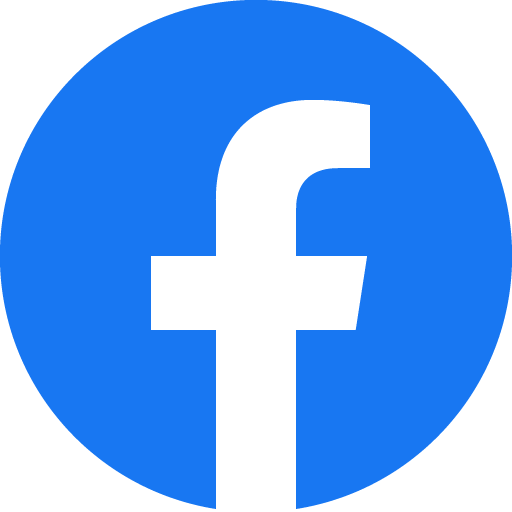 The facebook logo is a white f in a blue circle.
