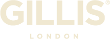 A logo for gillis london is shown on a white background