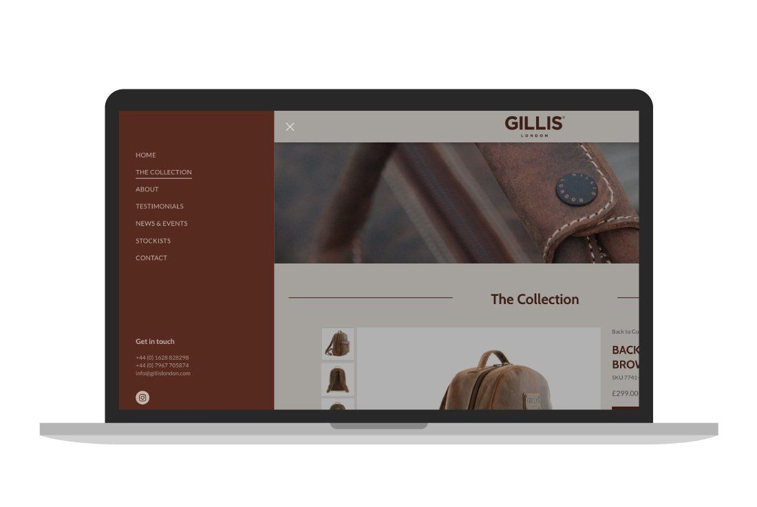 A laptop computer is open to a gillis website.