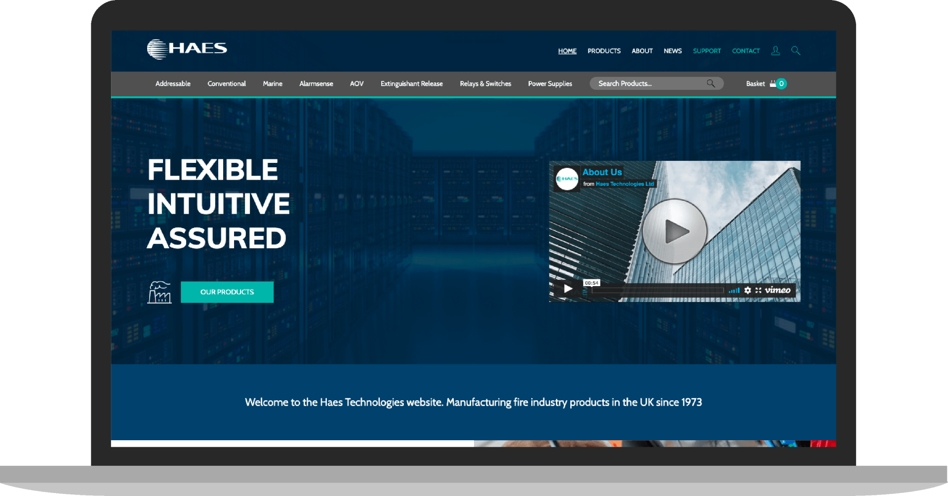 a laptop computer is open to a website that says `` flexible intuitive assured ''.