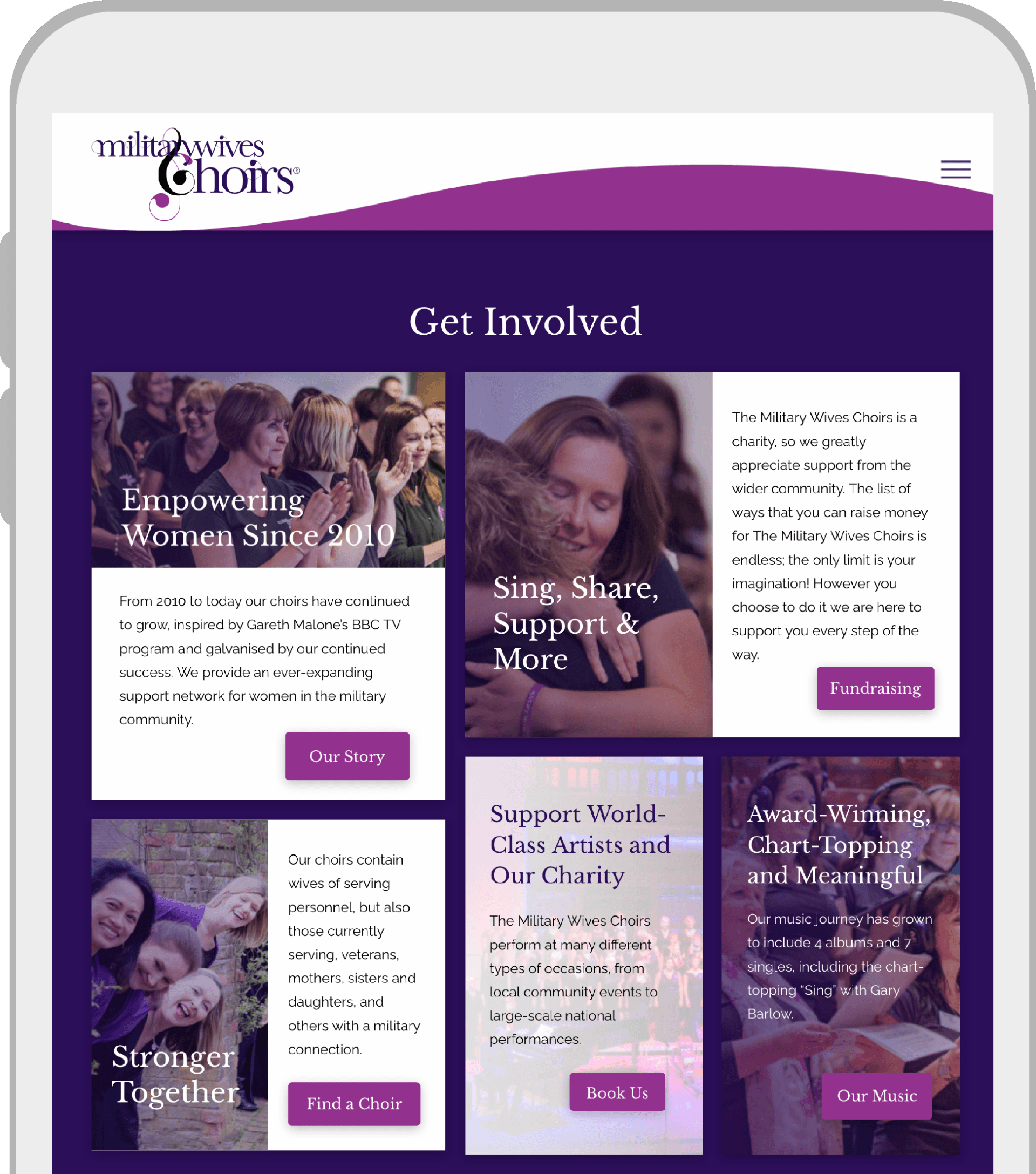 A screenshot of a website that says get involved