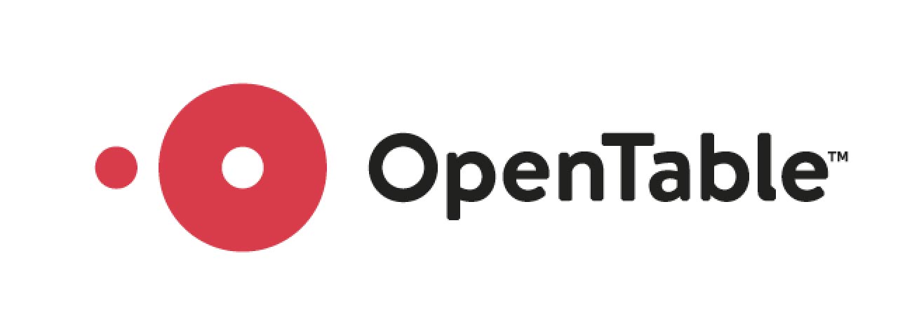 The logo for opentable is a red circle with a white circle in the middle.
