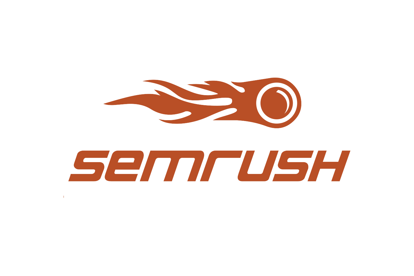 A logo for semrush with a flame coming out of it.