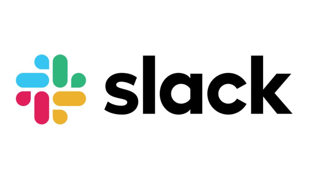 A slack logo with a colorful icon on a white background.