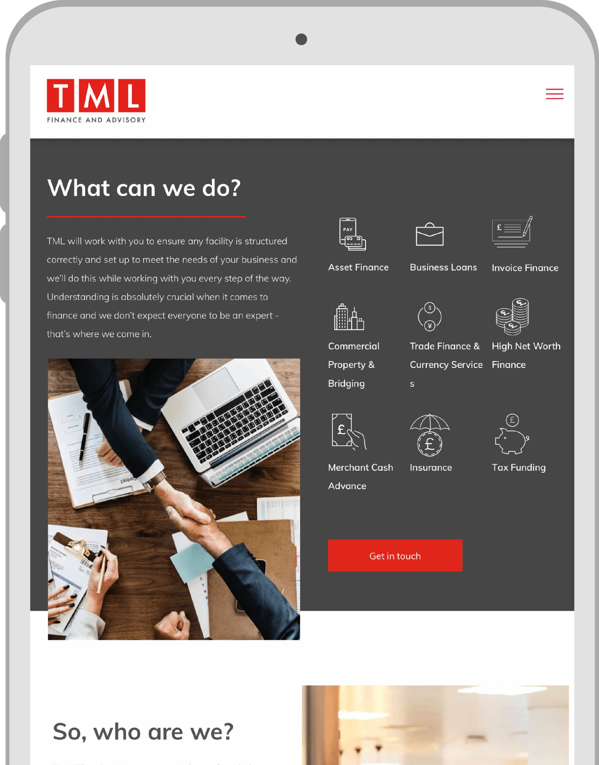 A tablet with a website on it that says what can we do.
