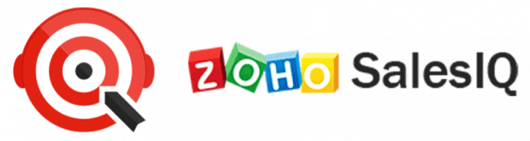 A logo for zoho salesiq with a target and a magnifying glass.