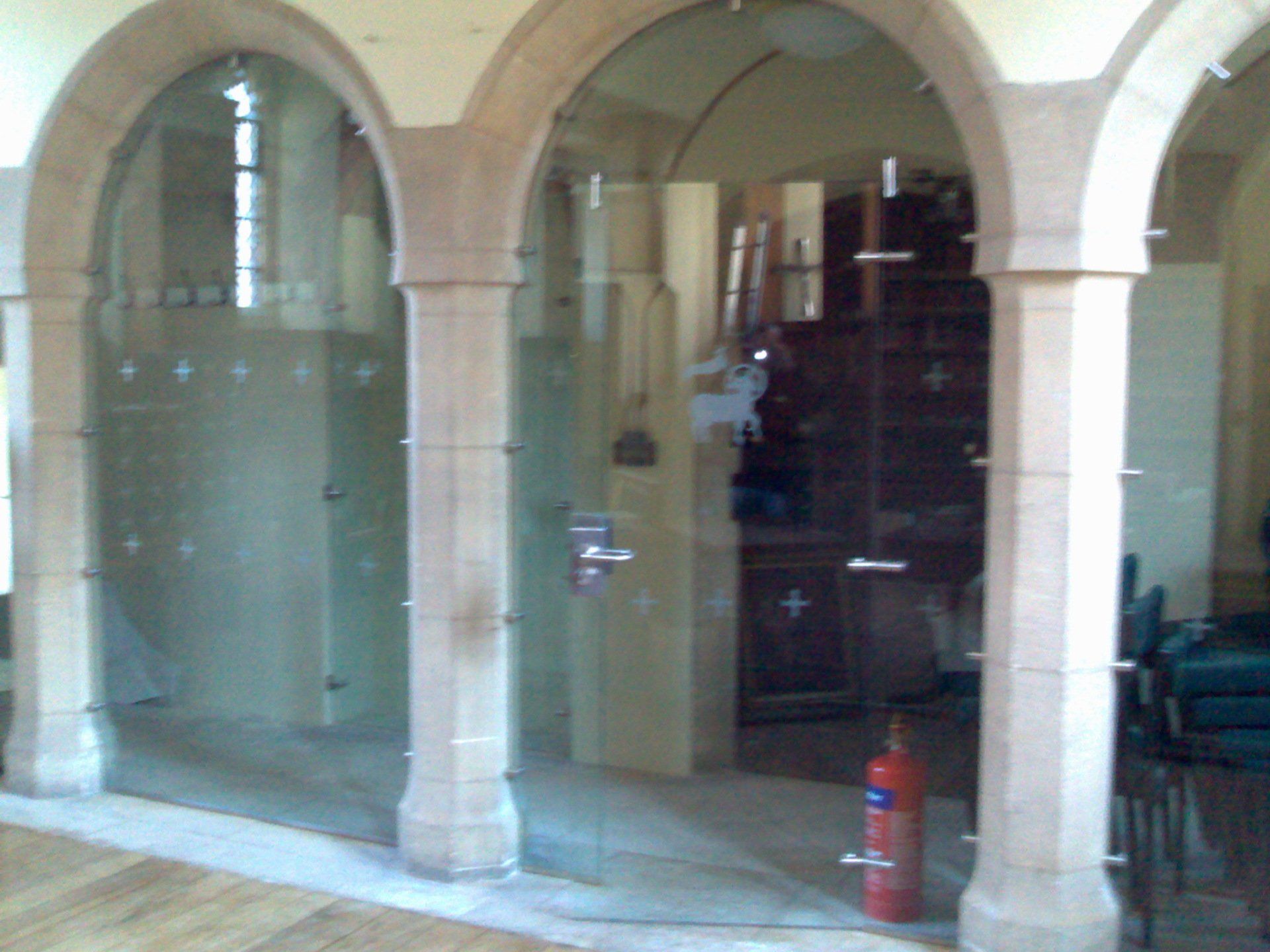 clear toughened glass door shaped