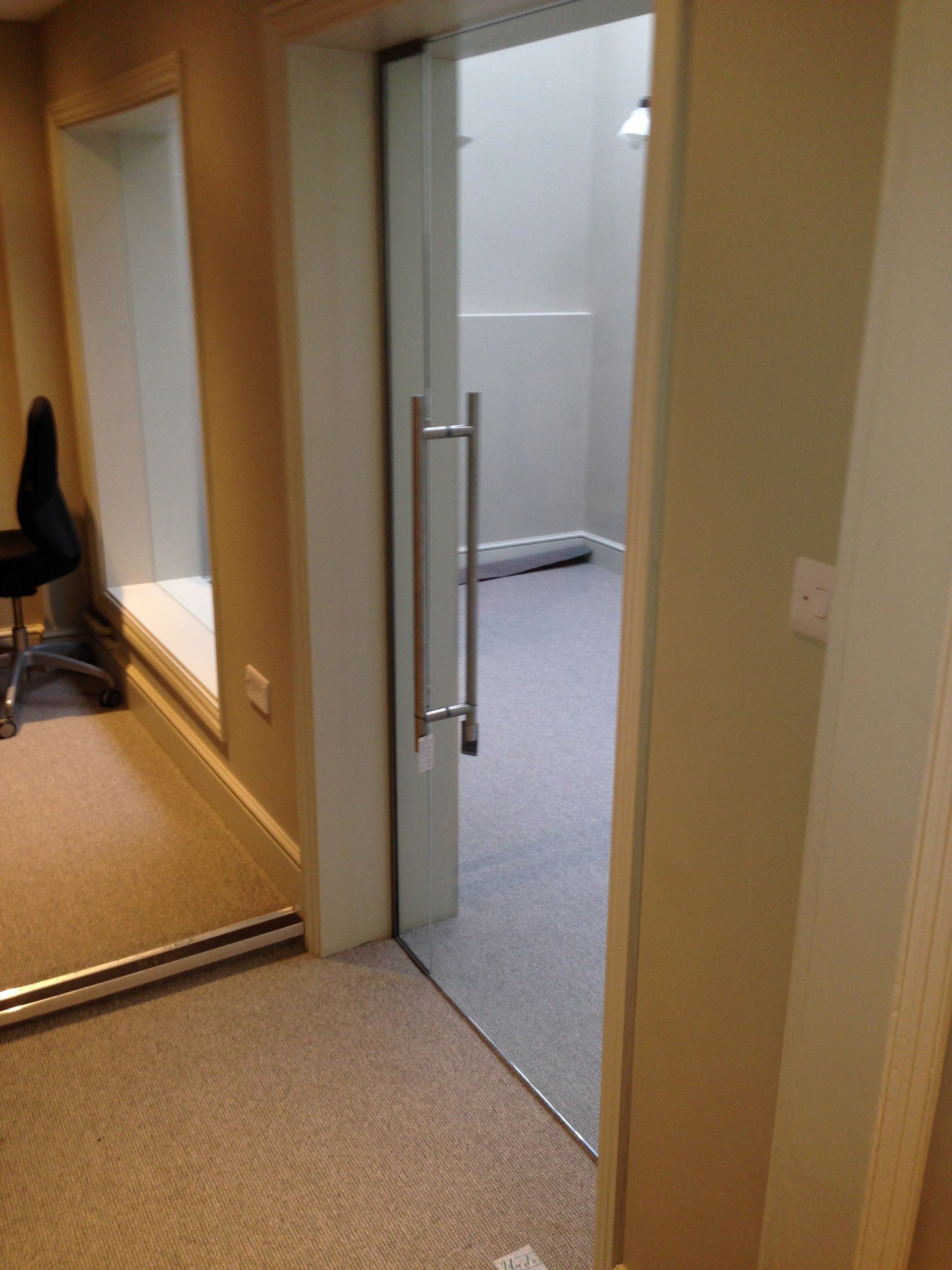 toughened glass door with ladder handle