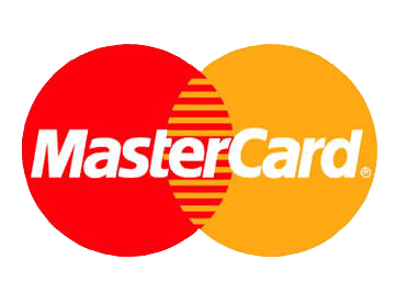 Mastercard logo with overlapping red and orange circles and white wordmark