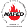 The logo for the national association of fire equipment distributors.