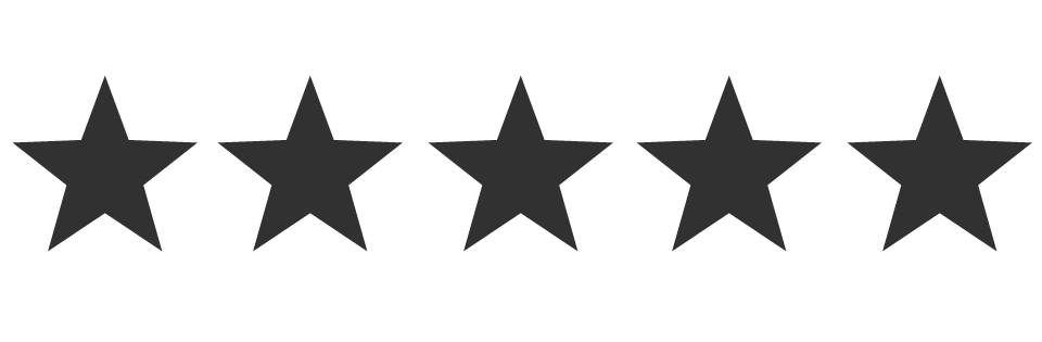 Five black stars on a white background, representing a high rating.