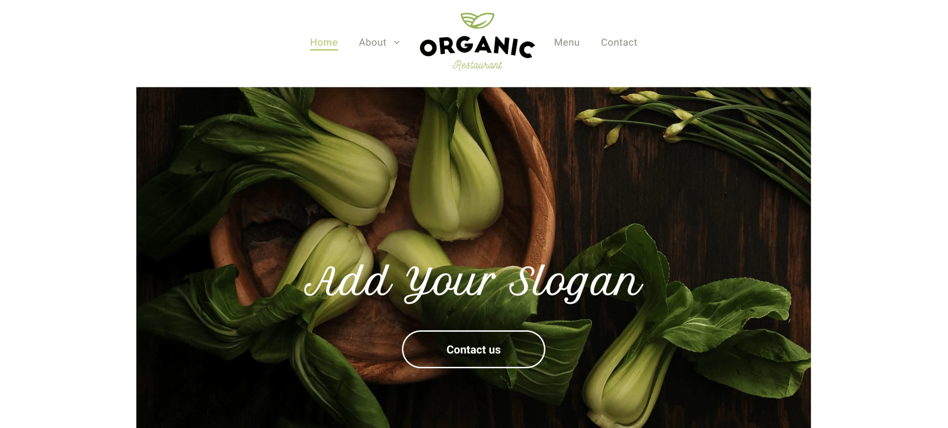 A screenshot of a restaurant website with a classic navigation menu