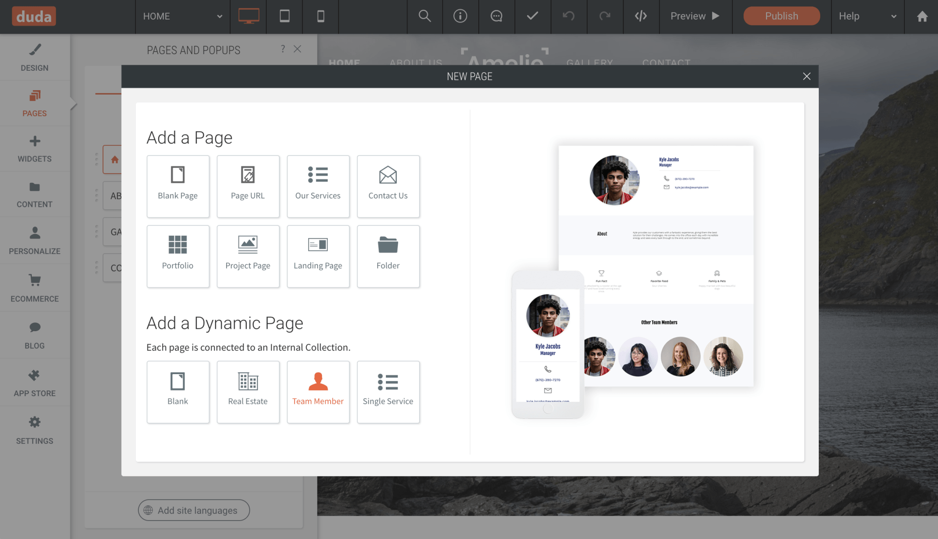 dynamic team page