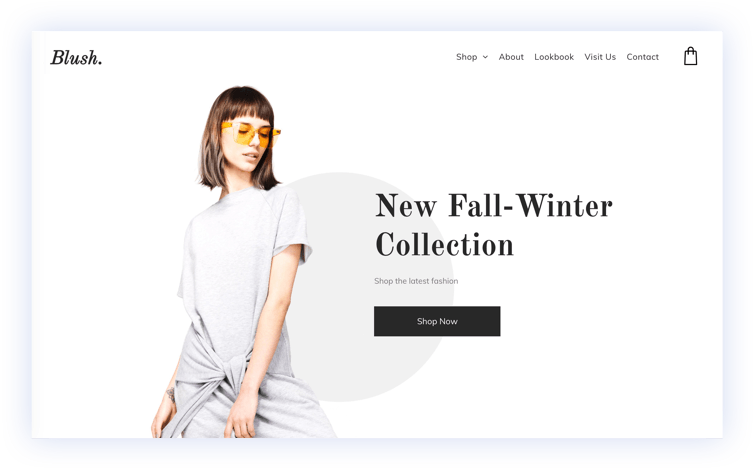 Screenshot of eCommerce website with a shopping cart icon in the header.
