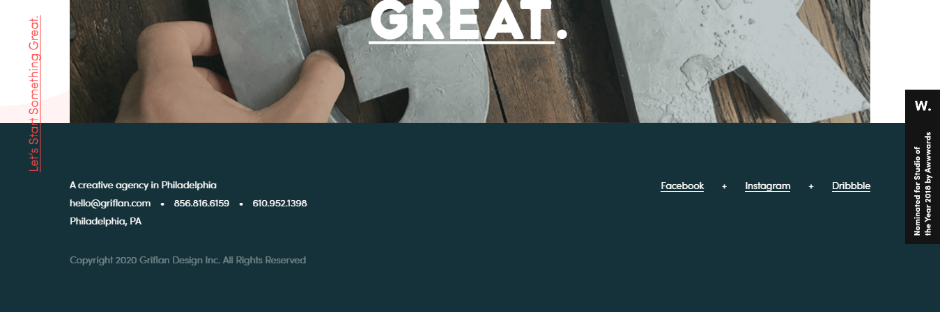 The footer for Griflan Design, Inc.'s website