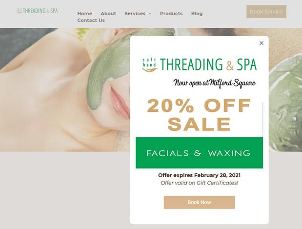 Screenshot of Threading & Spa website