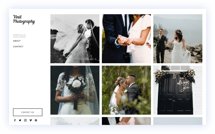 An example of a sidebar header for a photography website.