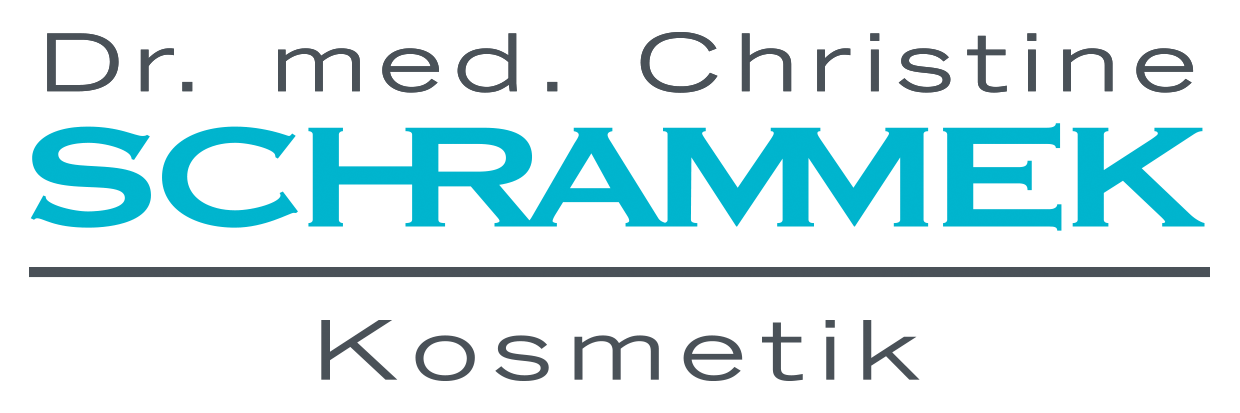 Logo von Dr. med. Christine Schrammek Kosmetik in Türkis und Grau auf weißem Hintergrund