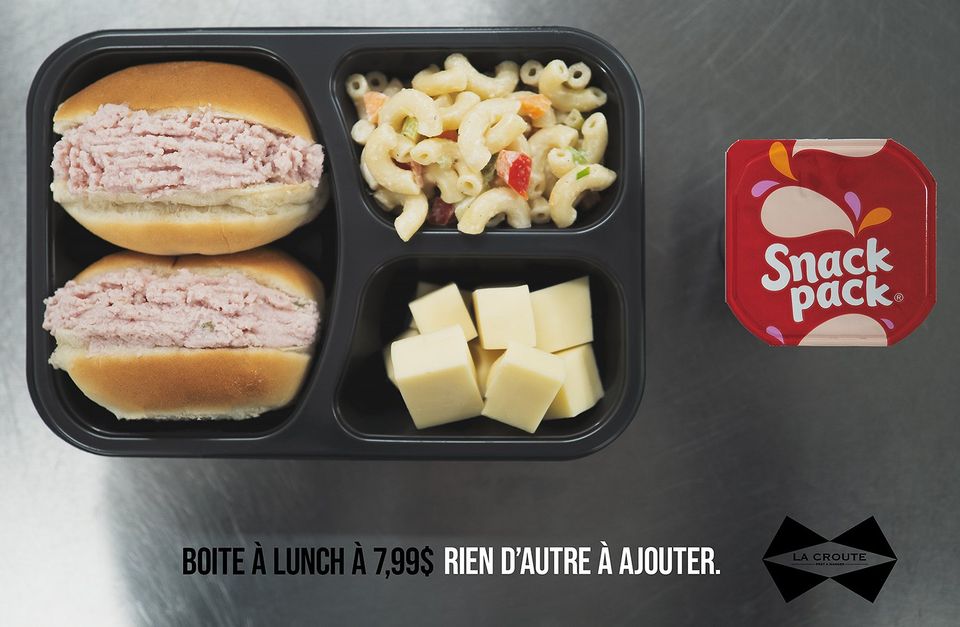 Exemple de boite a lunch. La Croute traiteur.