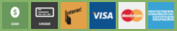 Payment methods: cash, check, EBT, Visa, Mastercard, American Express.