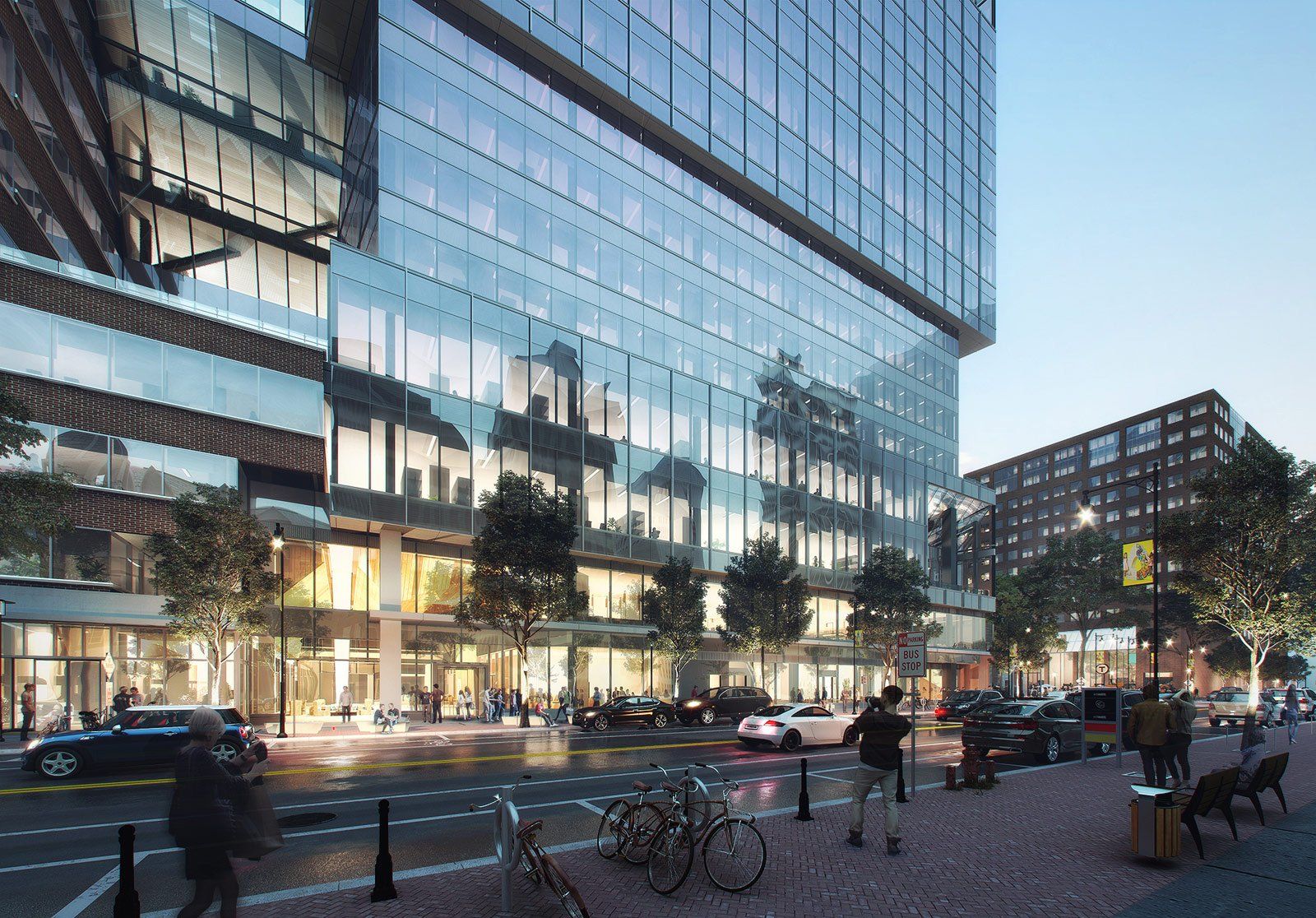 An artist 's impression of a building with a lot of windows