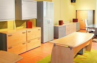 Office interior with wood cabinets Office interior with wood cabinets