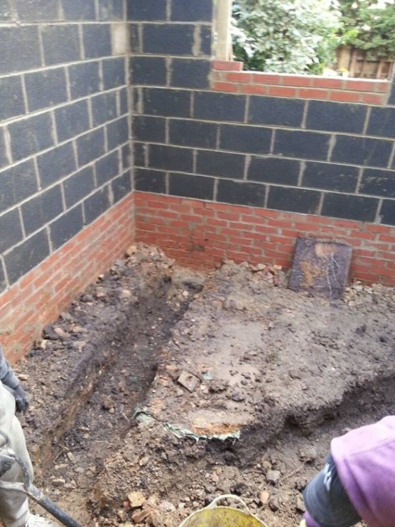 House extension being built - close up of wall