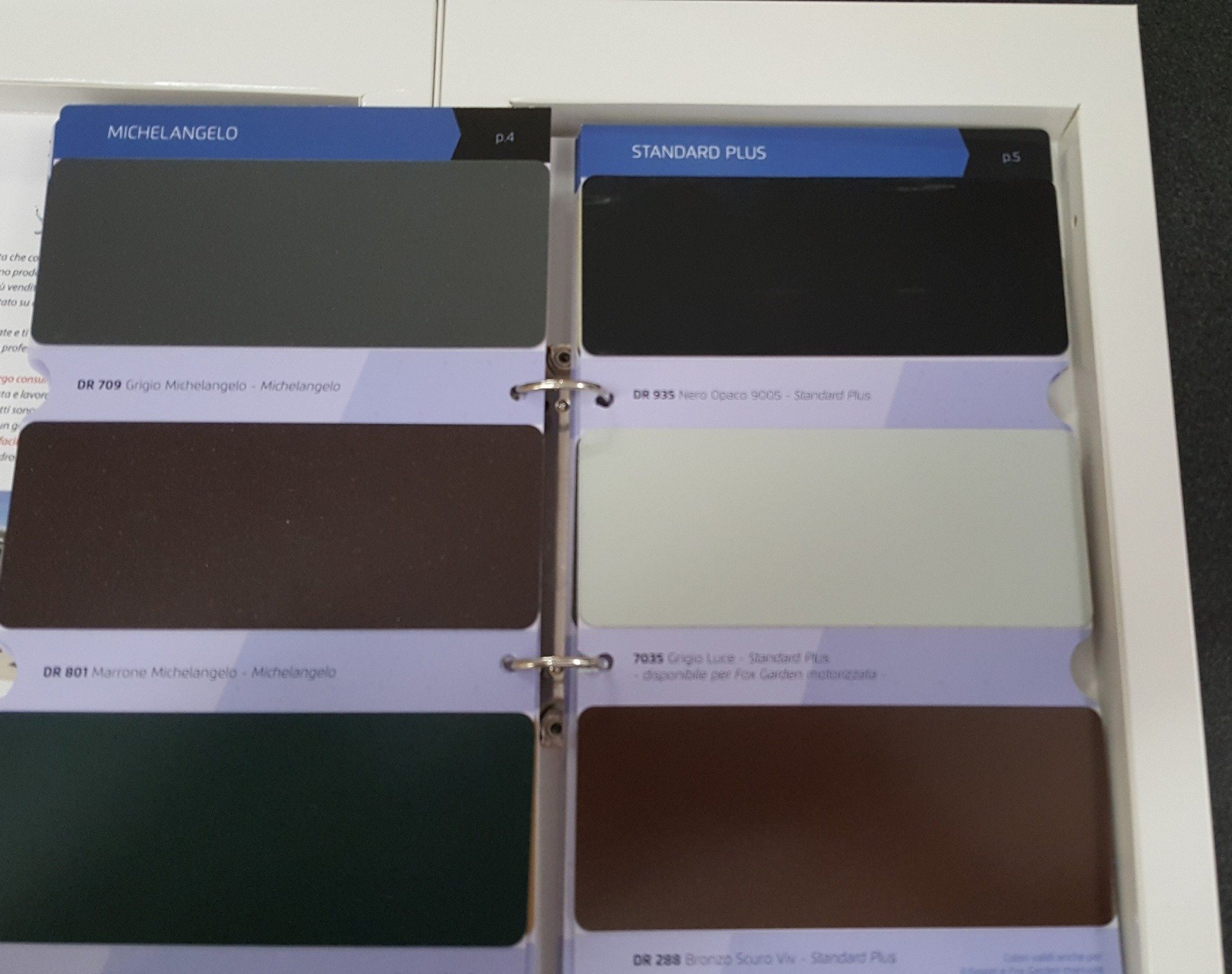 palette di colori per avvolgibili