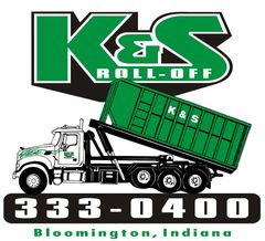 The logo for k & s roll-off in bloomington indiana
