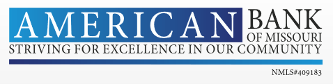 American Bank of Missouri logo with blue and white text.