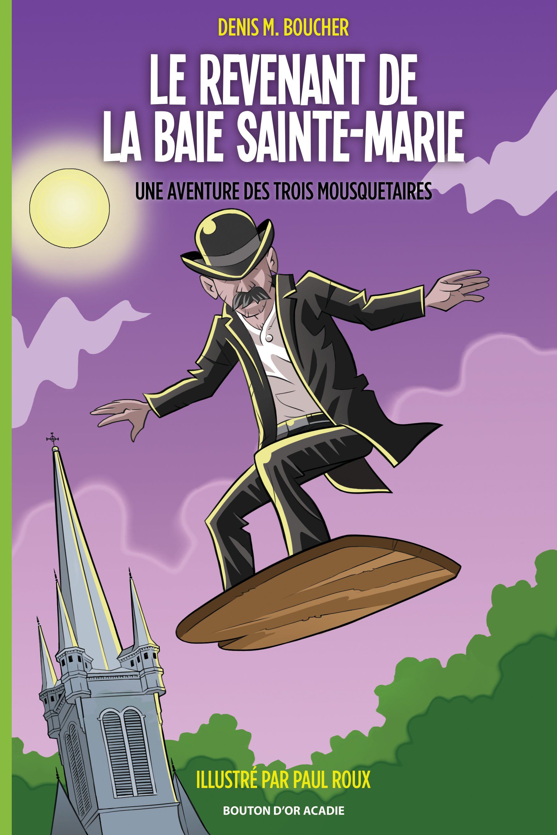 Le revenant de la Baie Sainte-Marie, Cy à Mateur qui vole sur une croûte devant l'église Sainte-Marie.