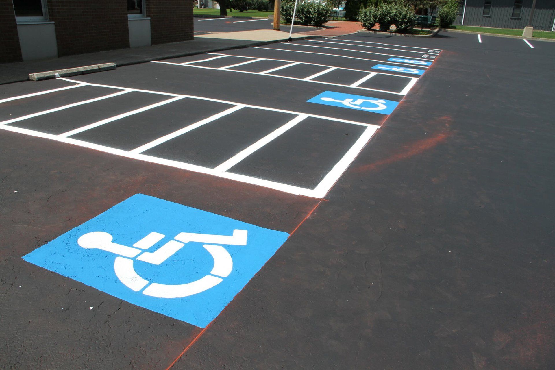 Freshly striped parking lot performed by Dublin CPS, Inc.