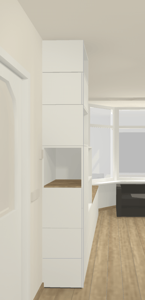 3D impressie kastenwand